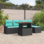 Garten Essgruppe mit Kissen 6 pcs Schwarz und Teal