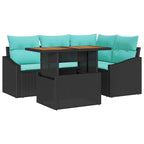 Garten Essgruppe mit Kissen 5 pcs Schwarz und Teal