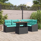 Garten Essgruppe mit Kissen 6 pcs Schwarz und Teal