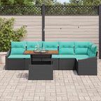 Garten Essgruppe mit Kissen 7 pcs Schwarz und Teal