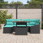 Garten Essgruppe mit Kissen 7 pcs Schwarz und Teal