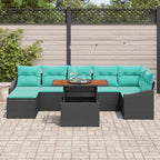 Garten-Sofa-Set mit Kissen 8 pcs Schwarz und Teal
