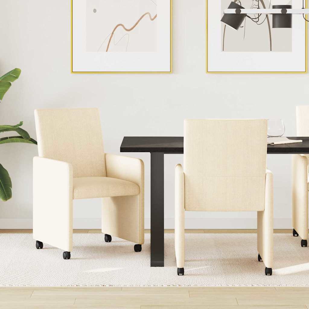 Esszimmerstühle mit Rollen 2 pcs Creme 57 x 66 x 94 cm