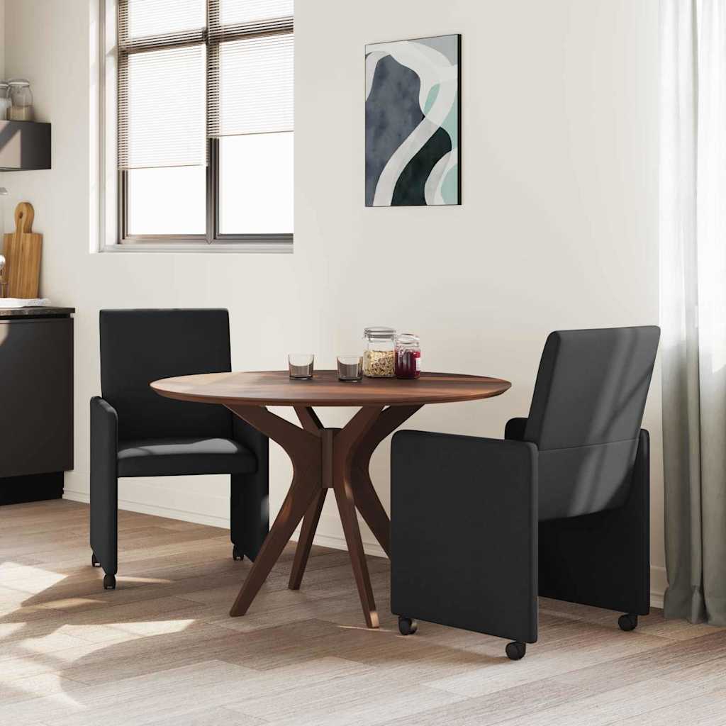 Esszimmerstühle mit Rollen 2 pcs Schwarz 57 x 66 x 94 cm Stoff