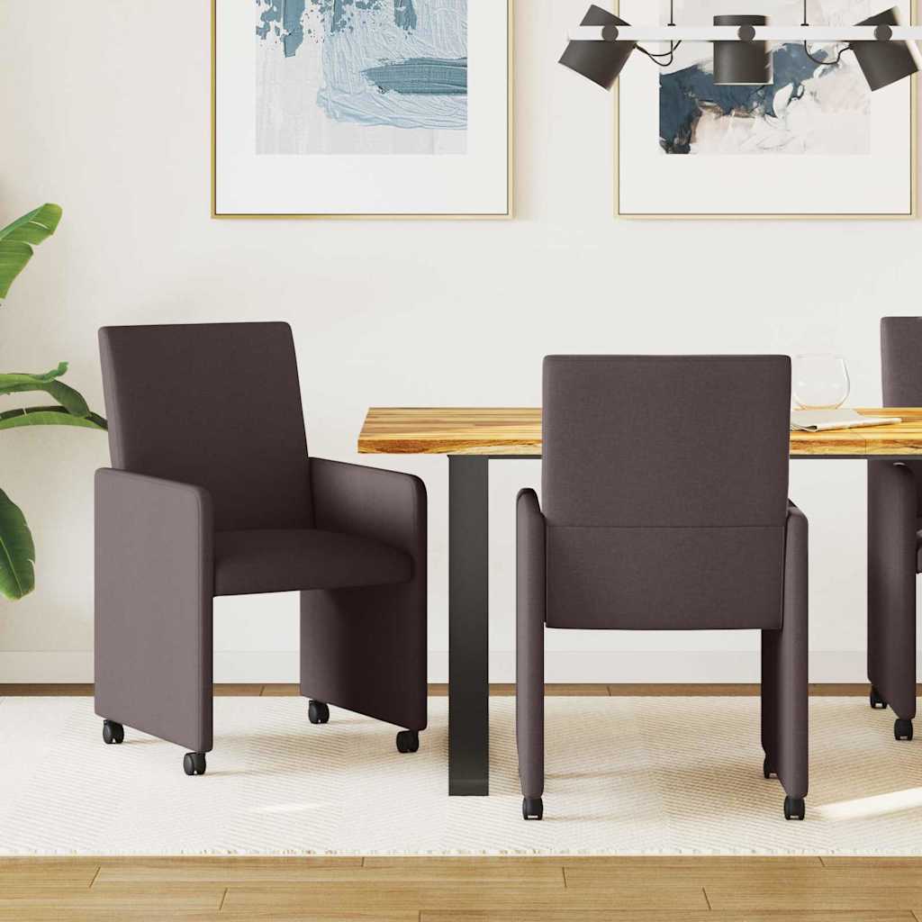Esszimmerstühle mit Rollen 2 pcs Dunkelbraun 57 x 66 x 94 cm