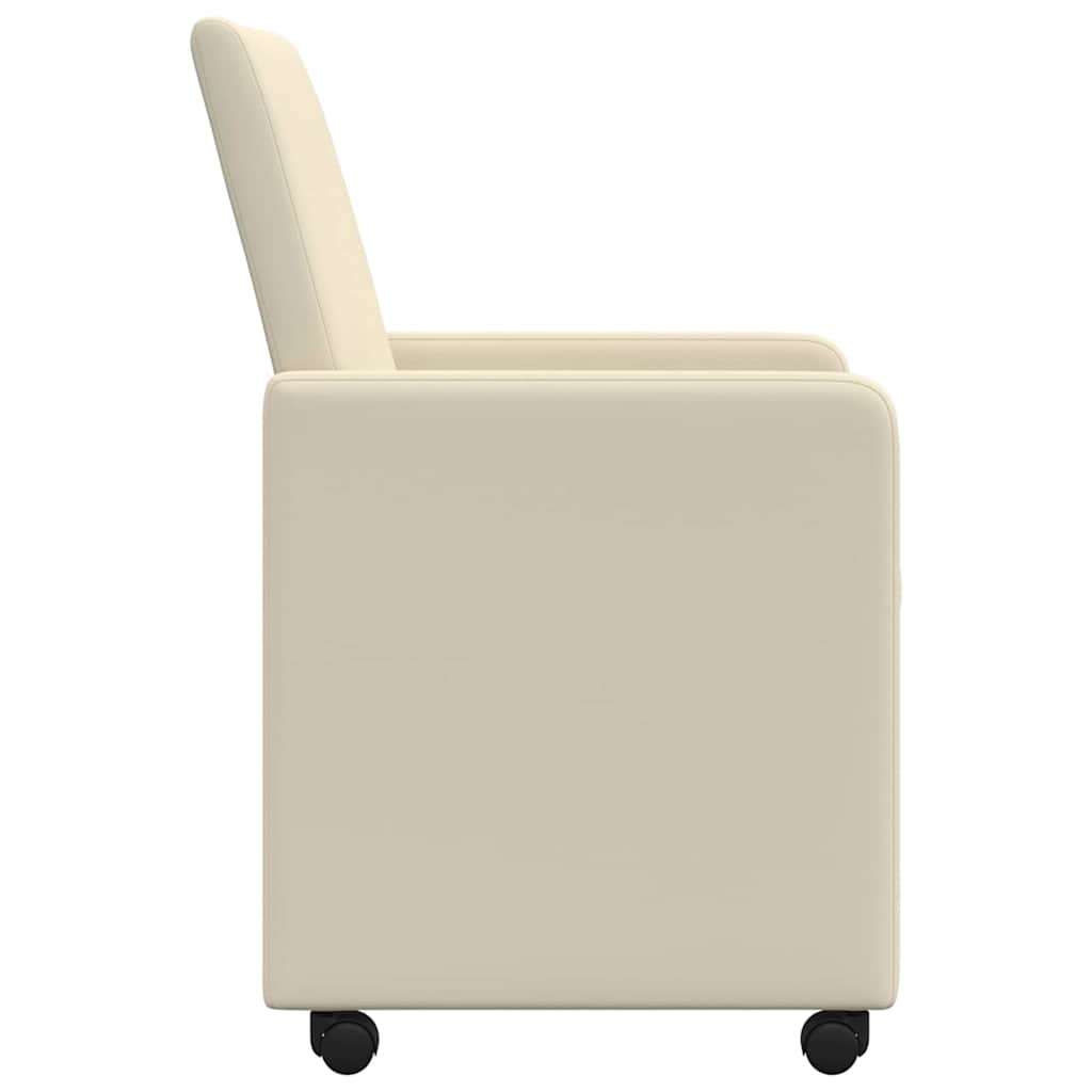 Esszimmerstühle mit Rollen 2 pcs Creme 57 x 66 x 94 cm
