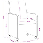 Esszimmerstühle mit Rollen 2 pcs Creme 57 x 66 x 94 cm