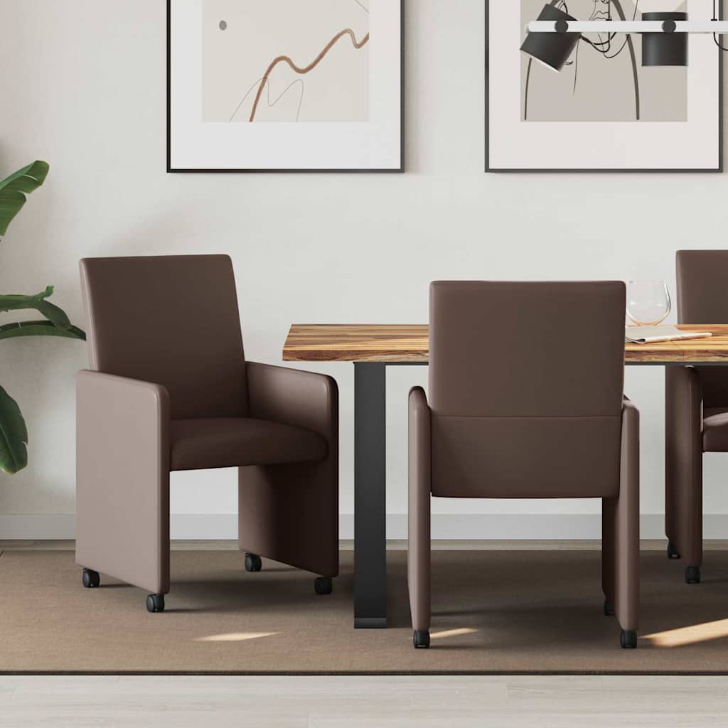 Esszimmerstühle mit Rollen 2 pcs Braun 57 x 66 x 94 cm