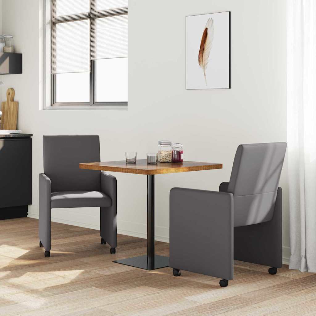 Esszimmerstühle mit Rollen 2 pcs Grau 57 x 66 x 94 cm