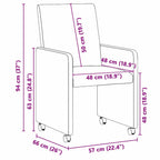 Esszimmerstühle mit Rollen 2 pcs Grau 57 x 66 x 94 cm