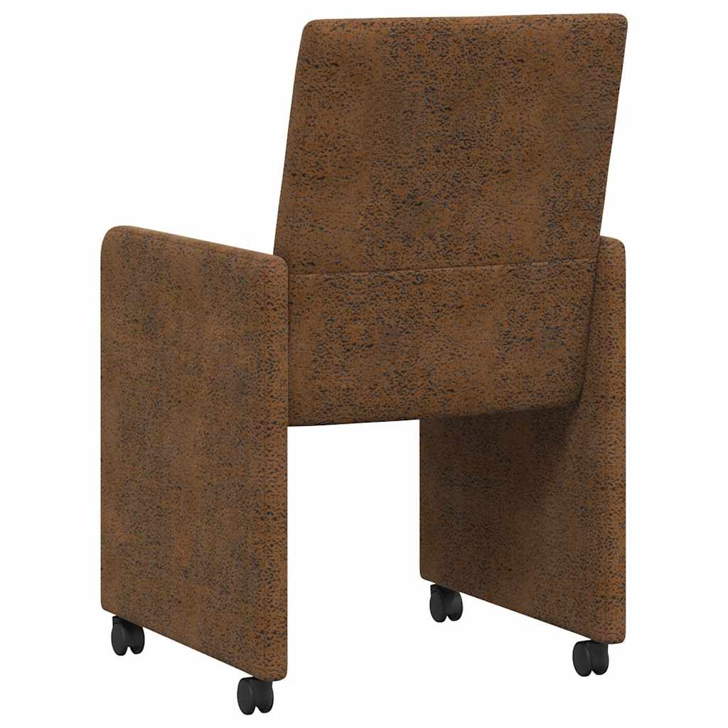Esszimmerstühle mit Rollen 2 pcs Braun 57 x 66 x 94 cm