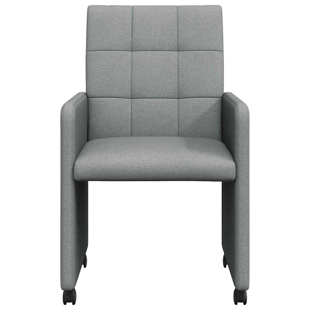 Esszimmerstühle mit Rollen 2 pcs Hellgrau 58 x 65 x 94 cm Stoff