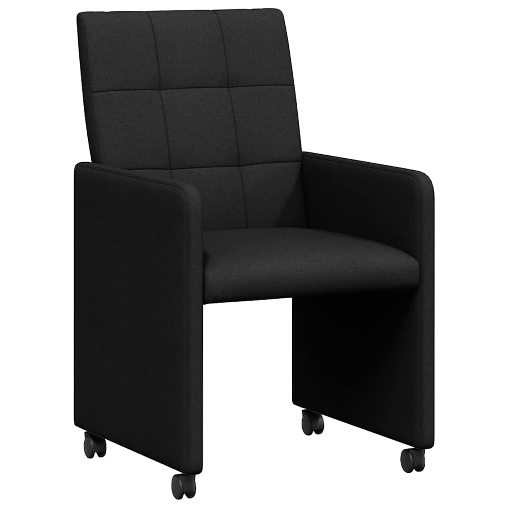 Esszimmerstühle mit Rollen 2 pcs Schwarz 58 x 65 x 94 cm Stoff