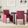 Esszimmerstühle mit Rollen 2 pcs Weinrot 58 x 65 x 94 cm Stoff