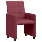 Esszimmerstühle mit Rollen 2 pcs Weinrot 58 x 65 x 94 cm Stoff