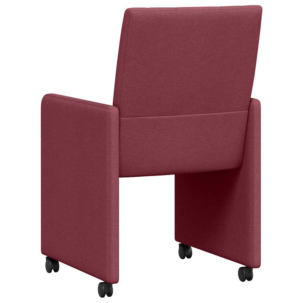 Esszimmerstühle mit Rollen 2 pcs Weinrot 58 x 65 x 94 cm Stoff