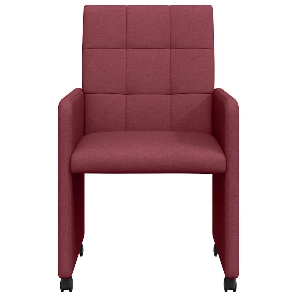 Esszimmerstühle mit Rollen 2 pcs Weinrot 58 x 65 x 94 cm Stoff