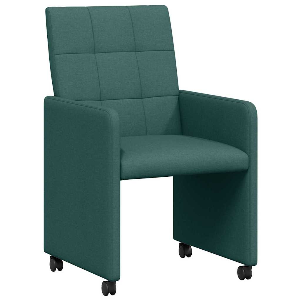 Esszimmerstühle mit Rollen 2 pcs Dunkelgrün 58 x 65 x 94 cm
