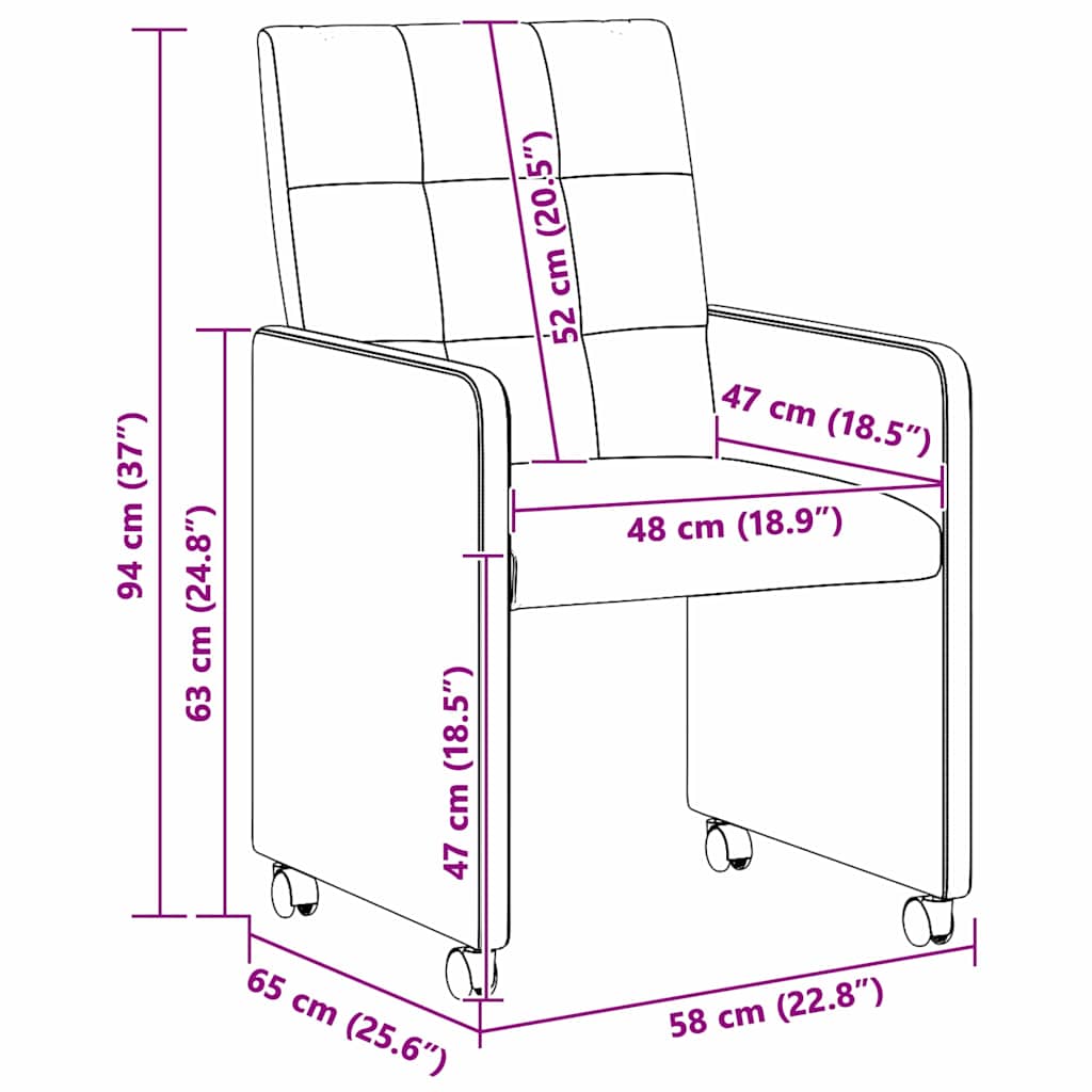 Esszimmerstühle mit Rollen 2 pcs Dunkelgrün 58 x 65 x 94 cm