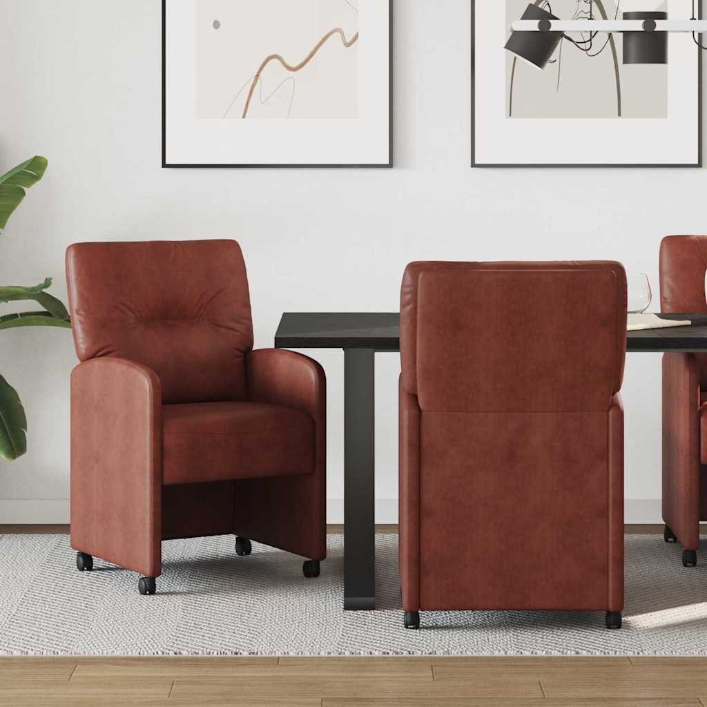 Esszimmerstühle mit Rollen 2 pcs Glänzendes Braun Kunstleder