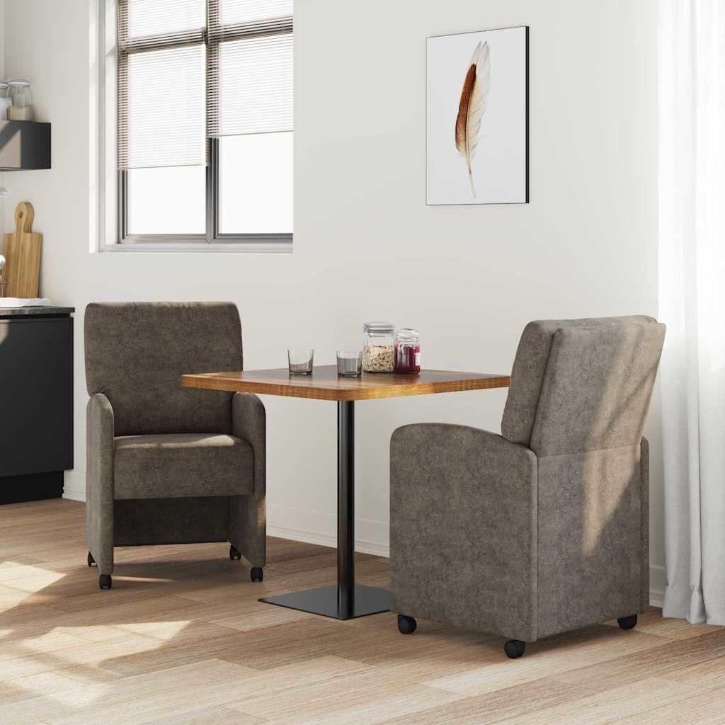 Esszimmerstühle mit Rollen 2 pcs Dunkelgrau 57 x 67 x 95 cm