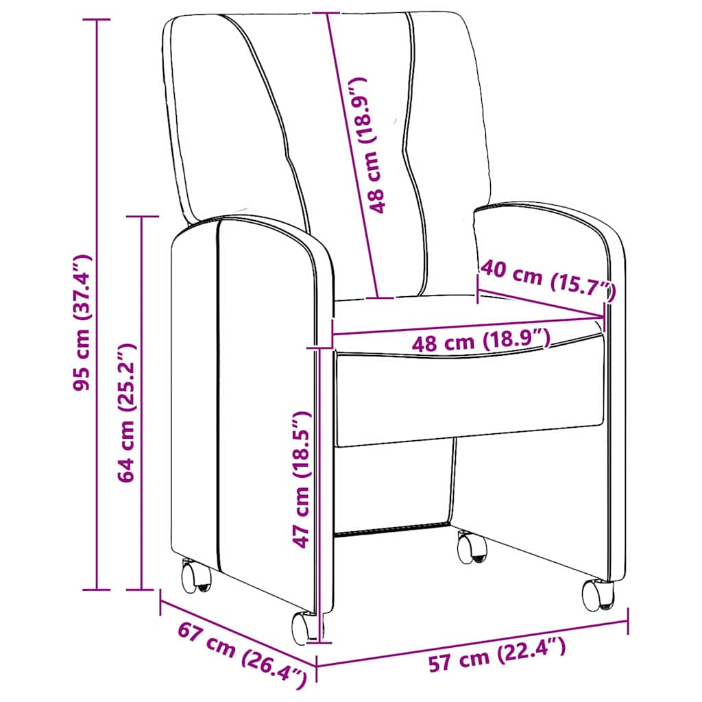 Esszimmerstühle mit Rollen 2 pcs Armeegrün 57 x 67 x 95 cm