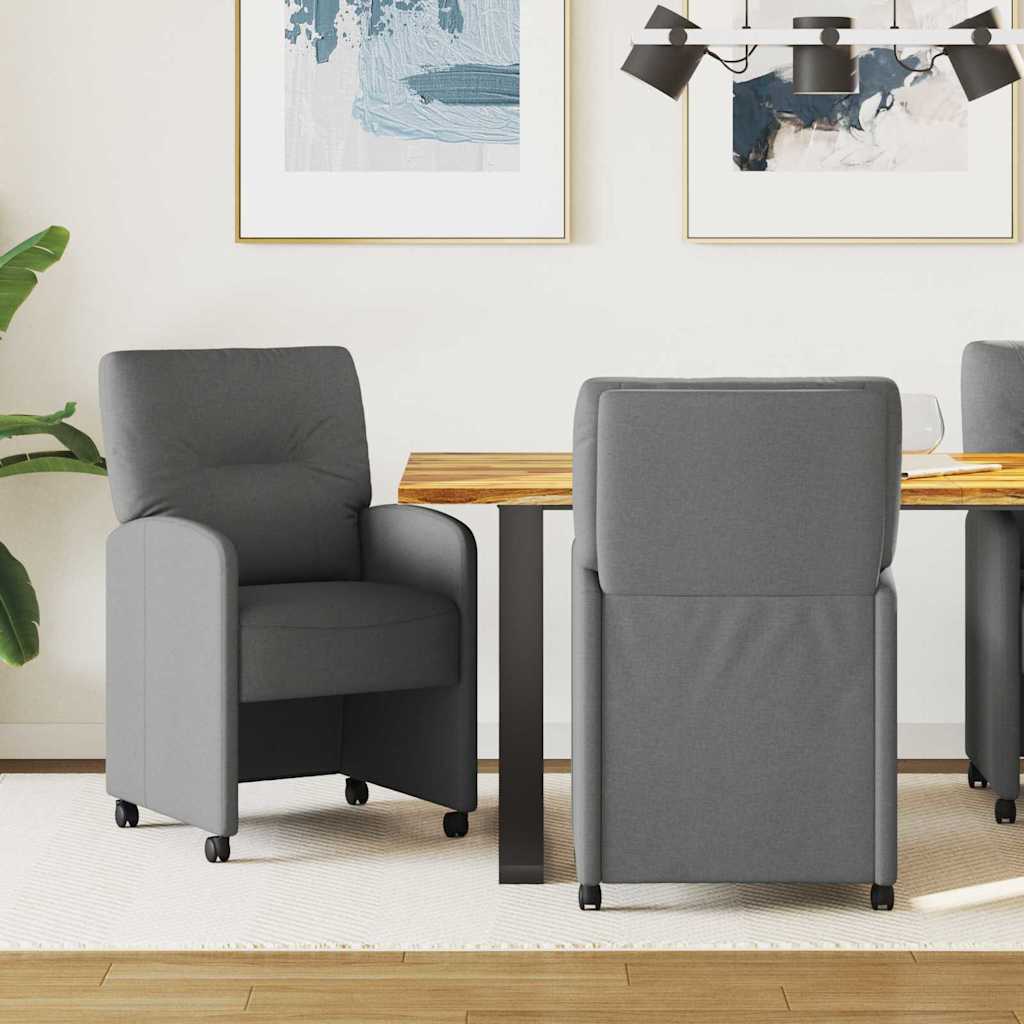Esszimmerstühle mit Rollen 2 pcs Dunkelgrau 57 x 67 x 95 cm
