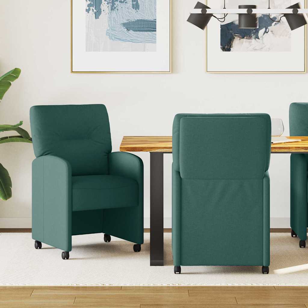 Esszimmerstühle mit Rollen 2 pcs Dunkelgrün 57 x 67 x 95 cm