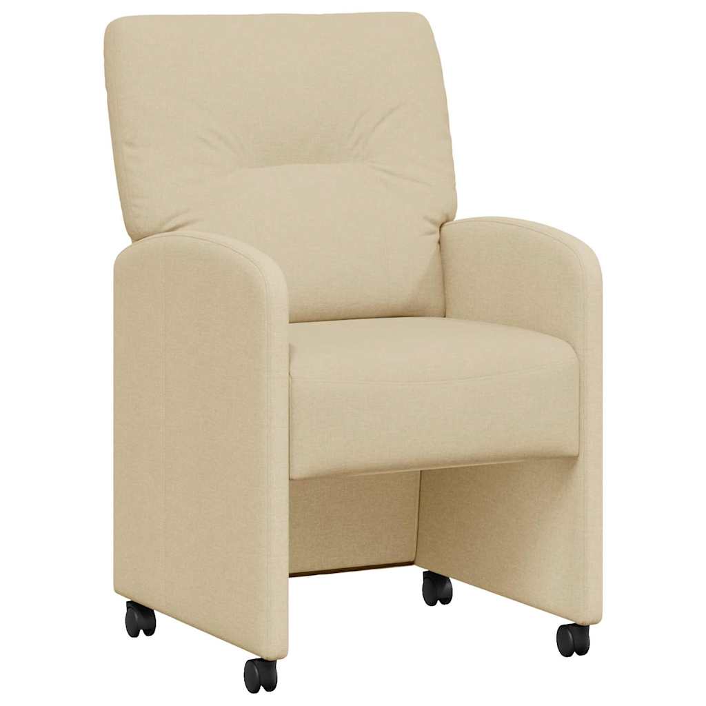 Esszimmerstühle mit Rollen 2 pcs Creme 57 x 67 x 95 cm Stoff