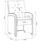 Esszimmerstühle mit Rollen 2 pcs Hellgrau 58 x 67 x 97 cm