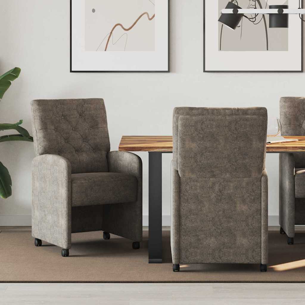 Esszimmerstühle mit Rollen 2 pcs Dunkelgrau 58 x 67 x 97 cm