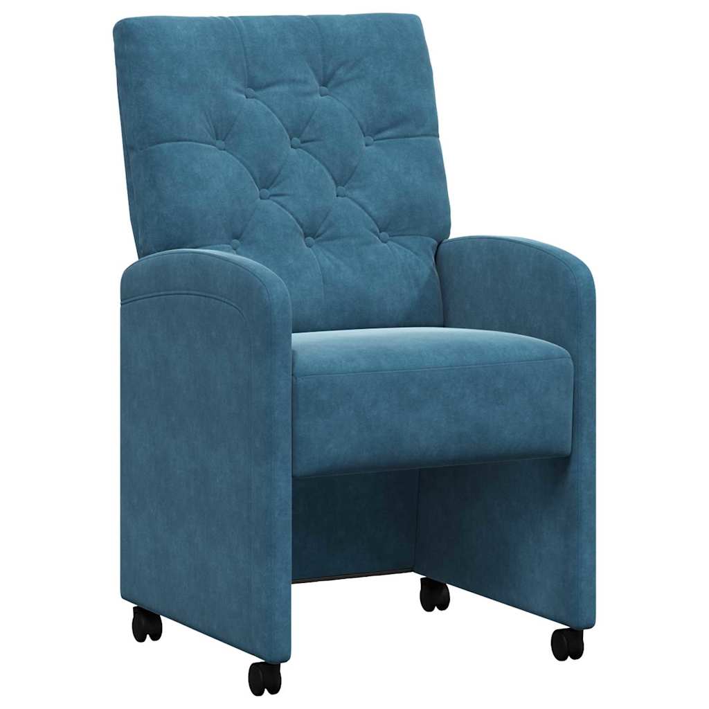 Esszimmerstühle mit Rollen 2 pcs Blau 58 x 67 x 97 cm Samt