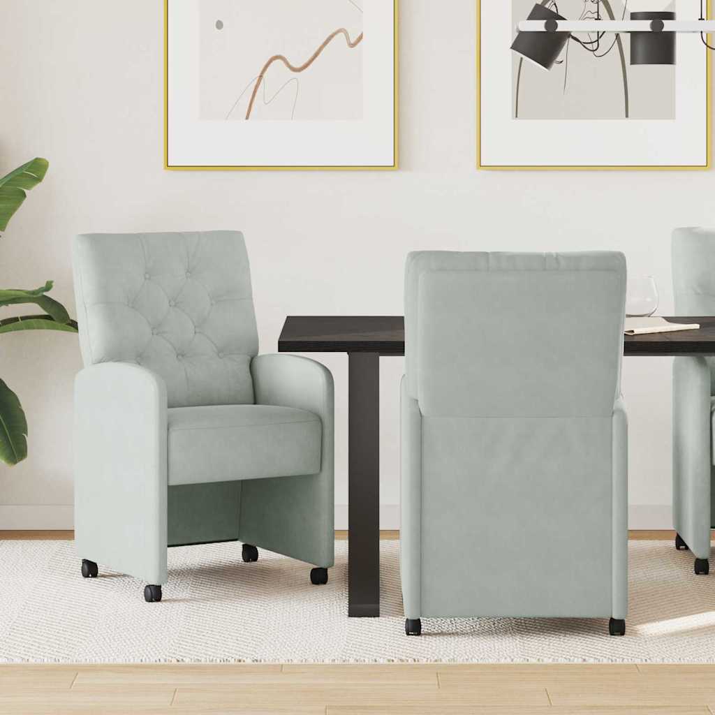 Esszimmerstühle mit Rollen 2 pcs Hellgrau 58 x 67 x 97 cm Samt