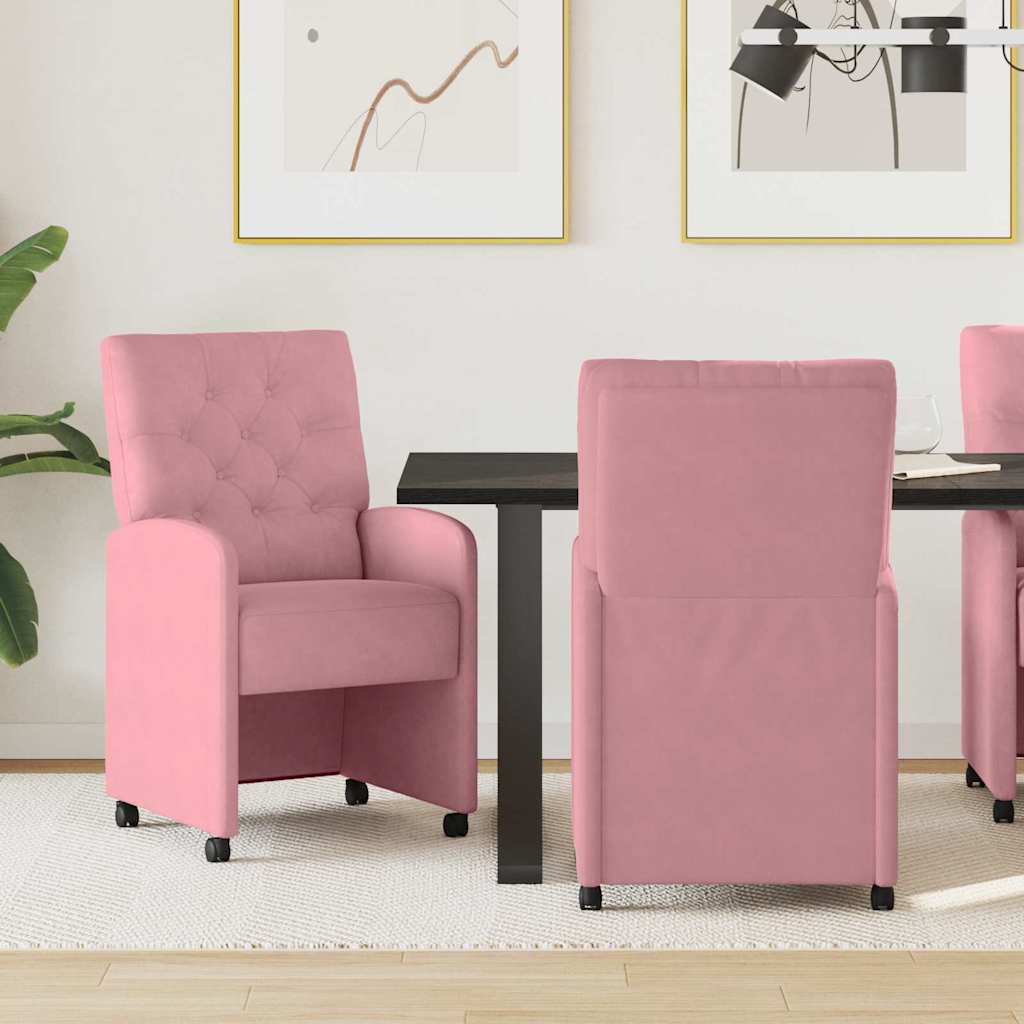 Esszimmerstühle mit Rollen 2 pcs Rosa 58 x 67 x 97 cm Samt