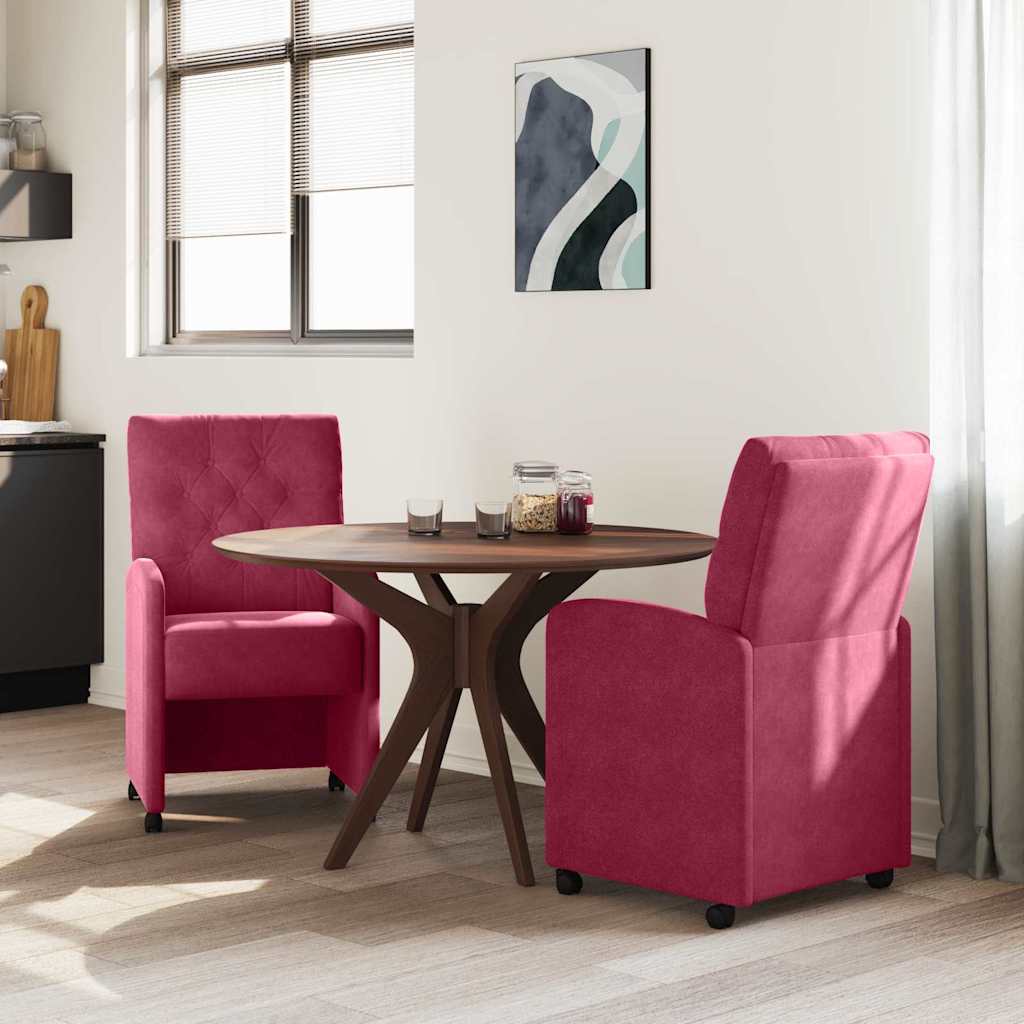 Esszimmerstühle mit Rollen 2 pcs Weinrot 58 x 67 x 97 cm Samt