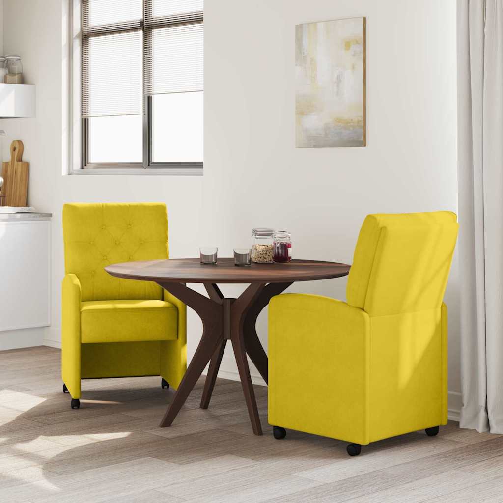 Esszimmerstühle mit Rollen 2 pcs Gelb 58 x 67 x 97 cm Samt