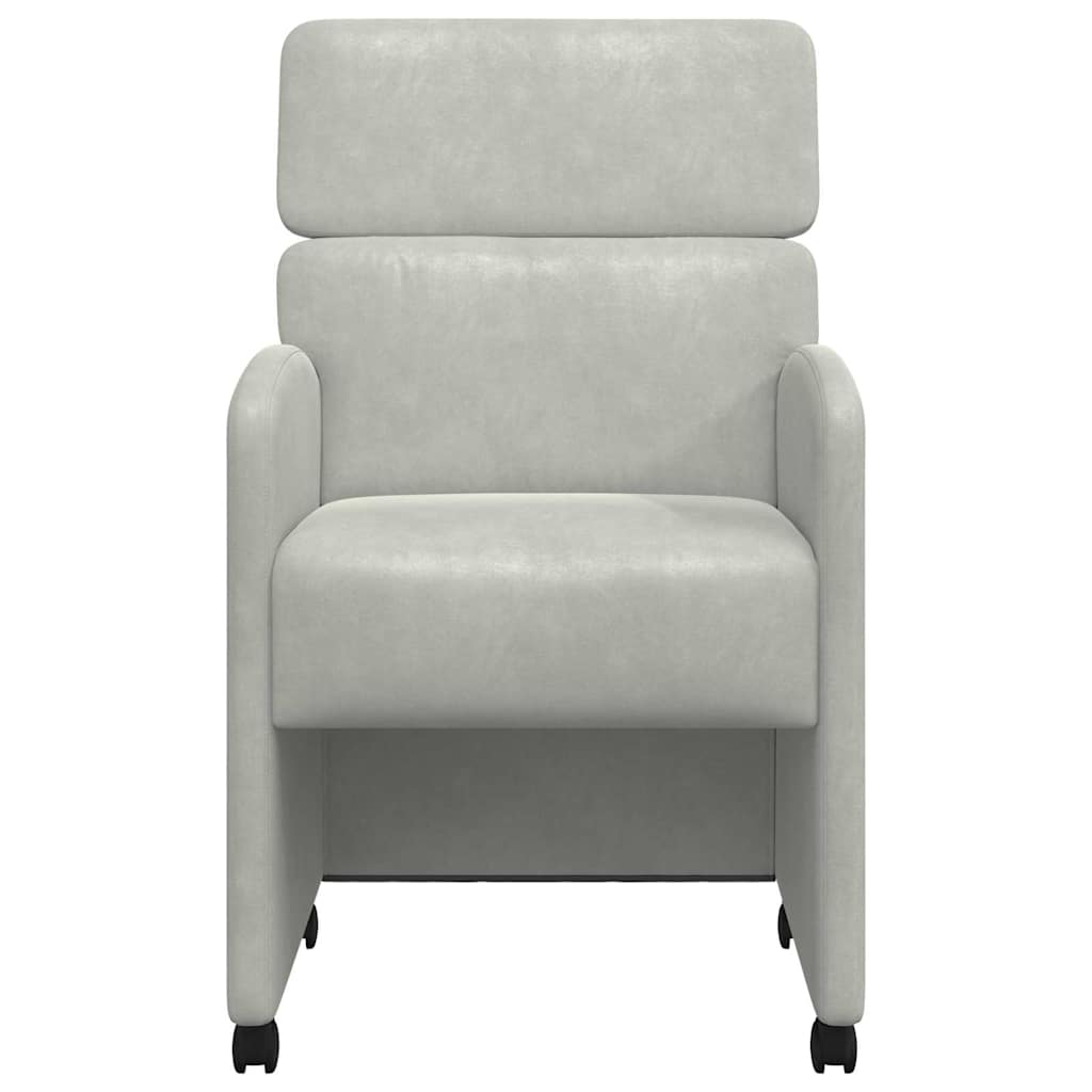 Esszimmerstühle mit Rollen 2 pcs Hellgrau 58 x 65 x 98 cm Samt