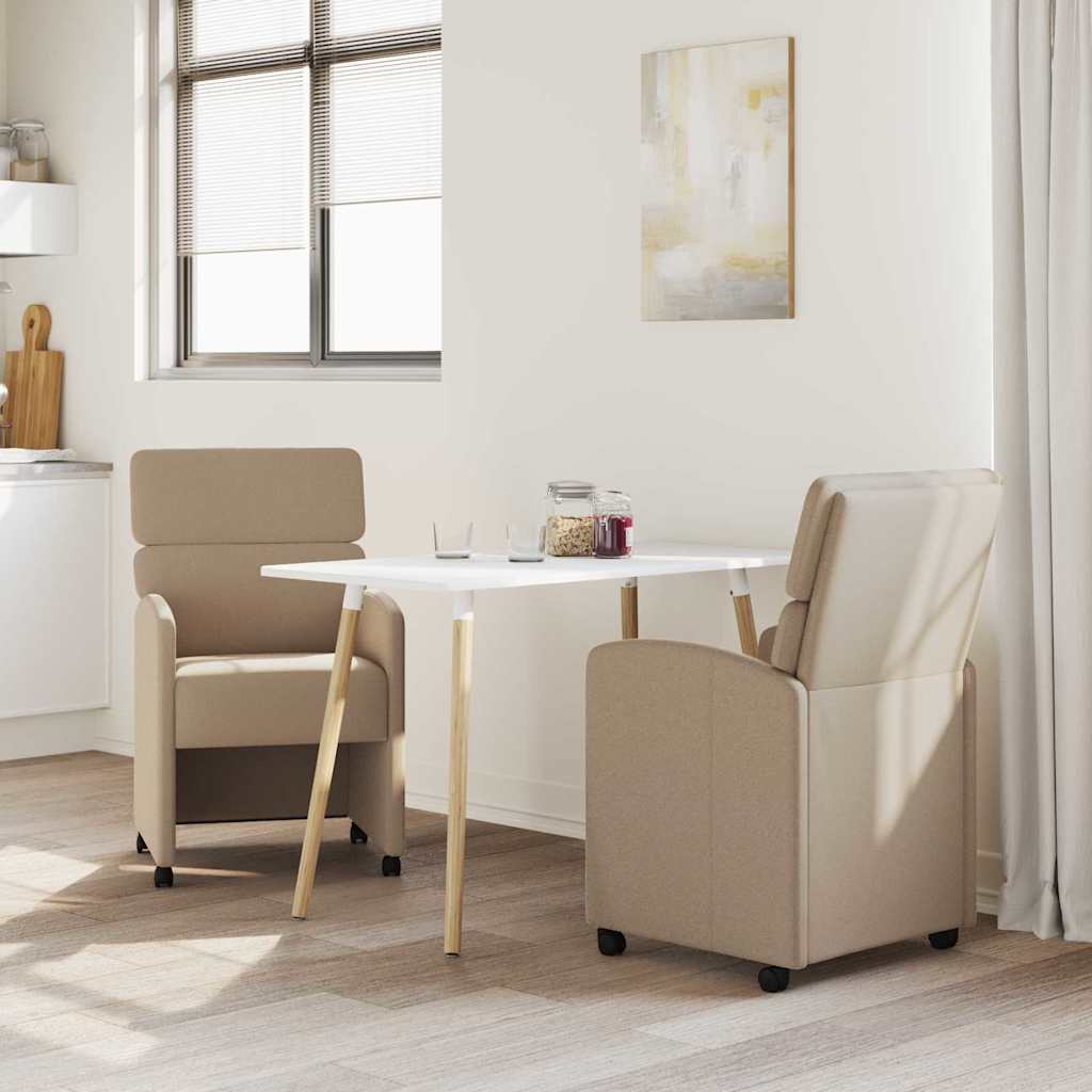 Esszimmerstühle mit Rollen 2 pcs Cappuccino 58 x 65 x 98 cm