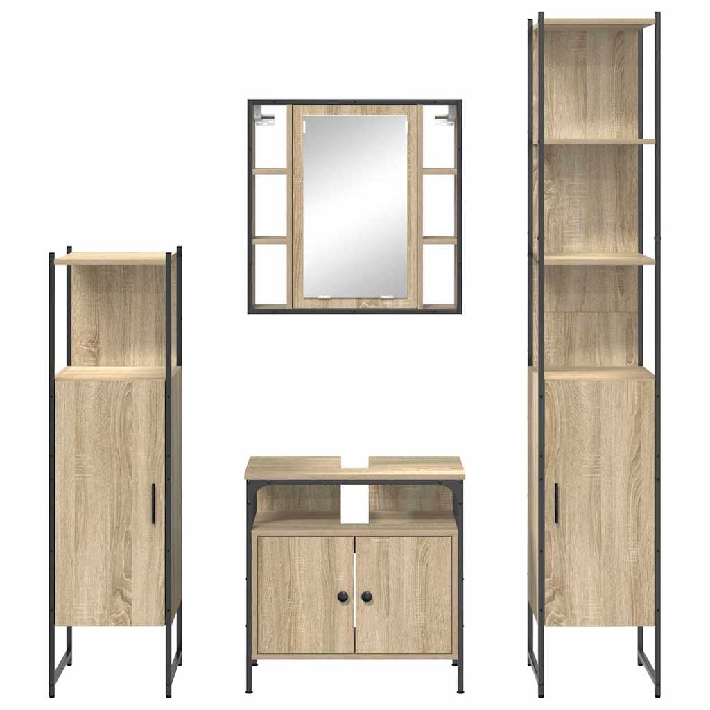 Badezimmermöbel-Set mit Regal 4 pcs Sonoma-Eiche Holzwerkstoff