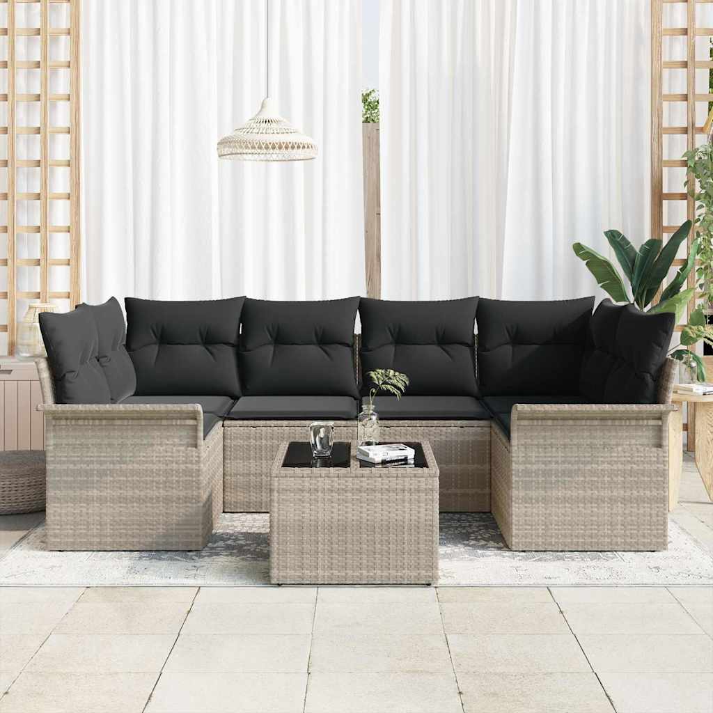 Gartensofa-set 7 pcs Hellgrau und Dunkelgrau 55 x 55 x 37 cm