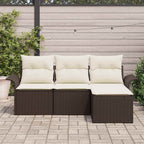 Garten-Sofa-Set mit Kissen mit Speicher 4 pcs Braun Poly Rattan