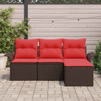 Gartensofa-set mit Kissen mit Speicher 4 pcs Braun Poly-Rattan