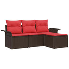 Gartensofa-set mit Kissen mit Speicher 4 pcs Braun Poly-Rattan