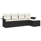 Gartensofa-set mit Kissen 5 pcs Schwarz Poly-Rattan