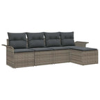 Gartensofa-set mit Kissen mit Speicher 5 pcs Grau Poly-Rattan