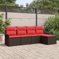 Gartensofa-set mit Speicher 5 pcs Braun Poly-Rattan