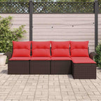 Gartensofa-set mit Speicher 5 pcs Braun Poly-Rattan