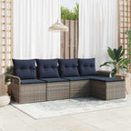 Gartensofa-set mit Speicher 5 pcs Grau Poly-Rattan