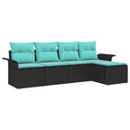 Gartensofa-set mit Speicher 5 pcs Schwarz Poly-Rattan