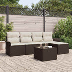 Gartensofa-set mit Kissen mit Speicher 6 pcs Braun Poly-Rattan